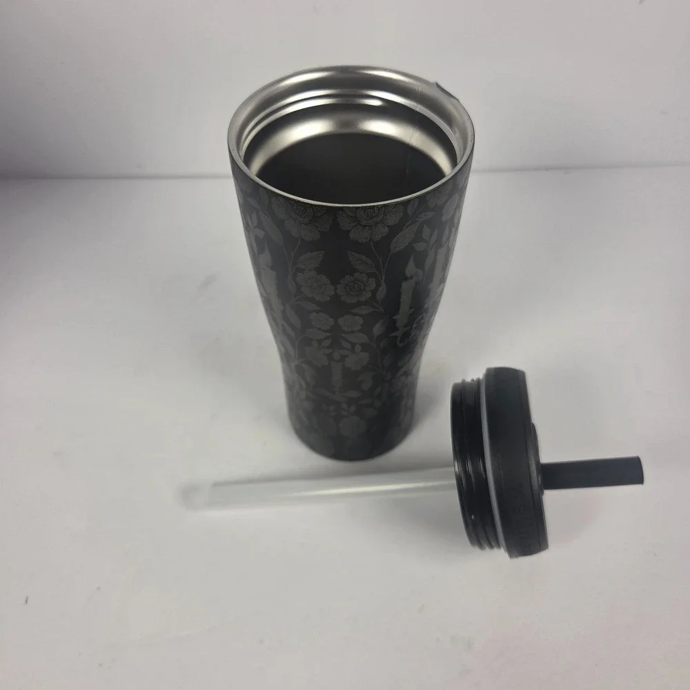 Wellness Tumbler Adults 20 oz Black NEW Gothic Floral Skull Stainless Steel